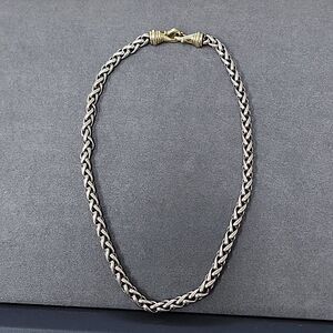 Authentic David Yurman 14K Gold 925 Sterling Silver Wheat 17" Necklace Chain